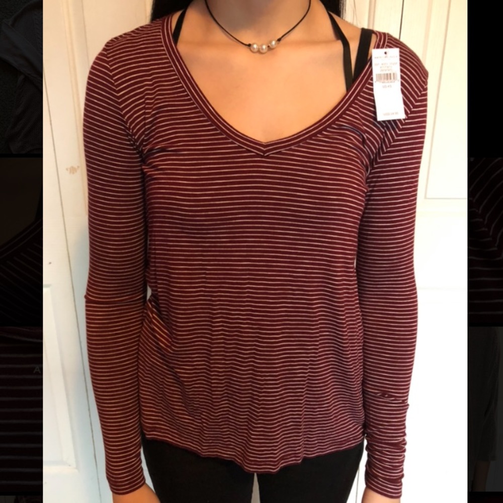 American Eagle Outfitters maroon striped top NWT